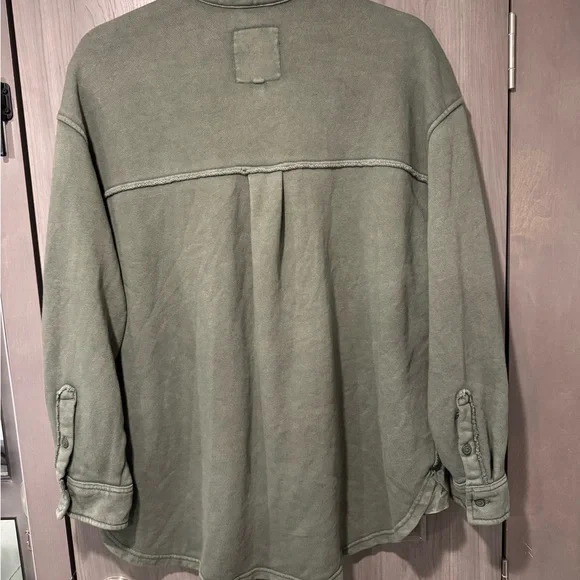 Aerie Lumberjane Fleece Oversized Olive Green Shirt - Picture 10 of 10